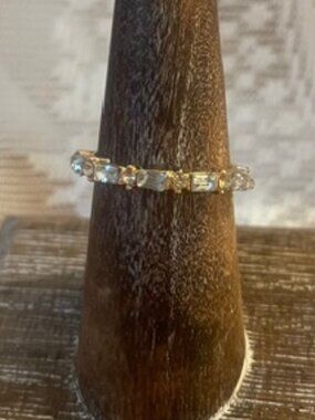 Dainty Gold Tone Baguette Crystal Band Ring